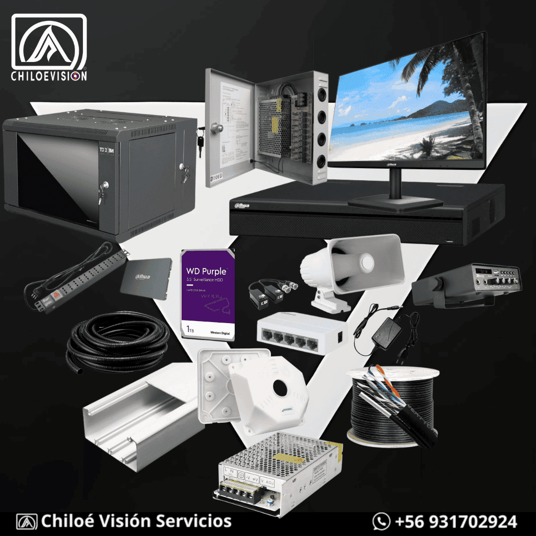 Accesorios y materiales de CCTV en Chiloé 