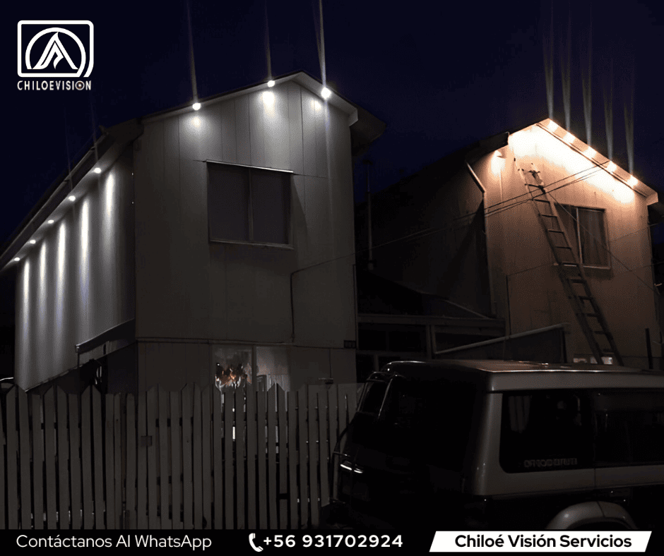 Instalación de luces en aleros de Casas en chiloe, Servicios eléctricos en Chiloé