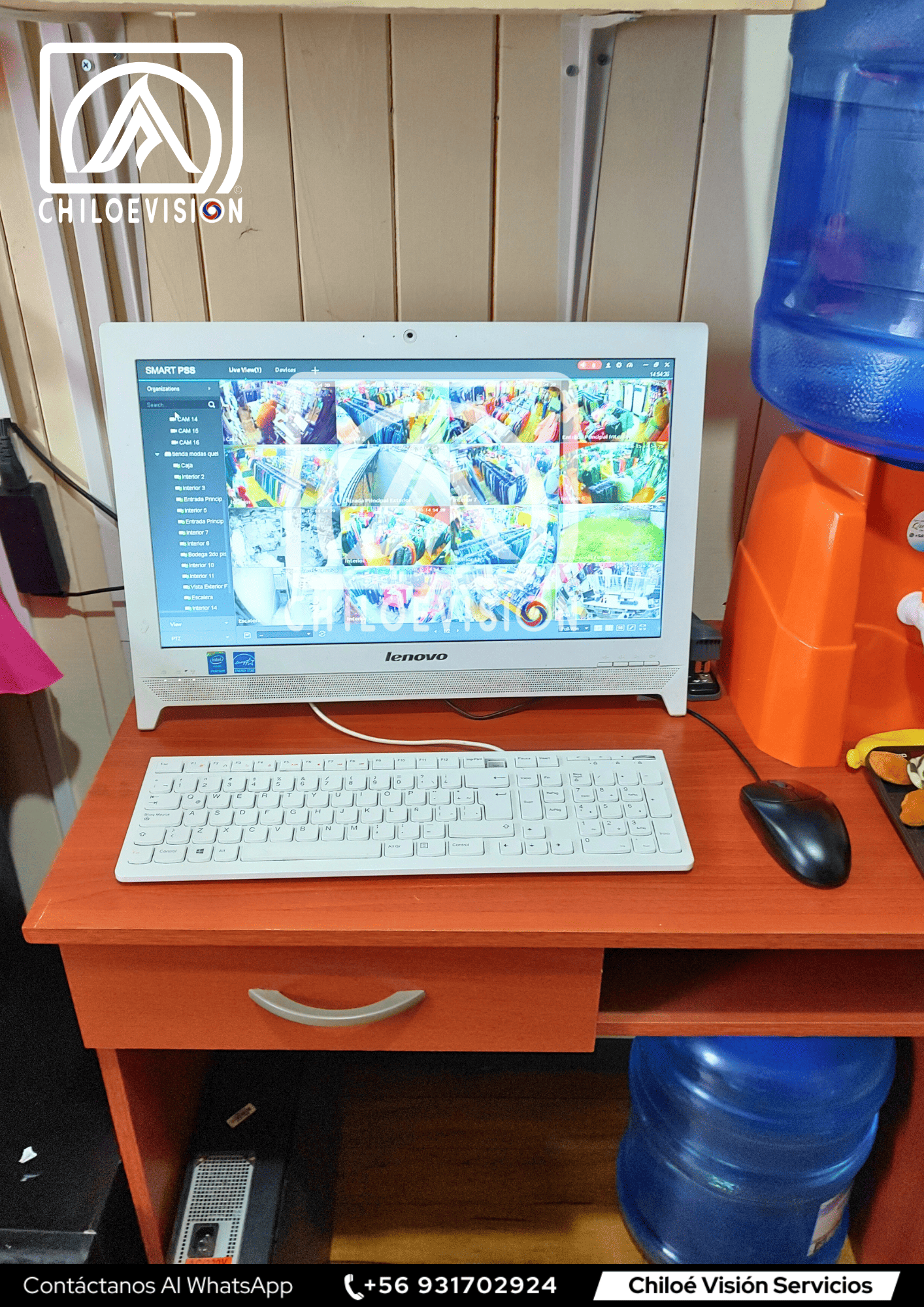 Instalación de monitor para cámaras de seguridad en Chiloé