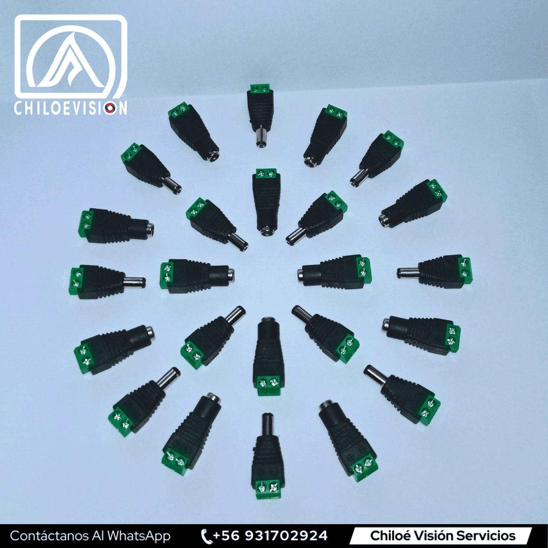 Conector DC Jack y Plug para Cámaras de Seguridad y Luces LED