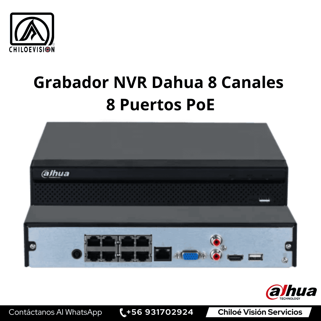 Grabador NVR Dahua 8 Canales – 8 Puertos PoE