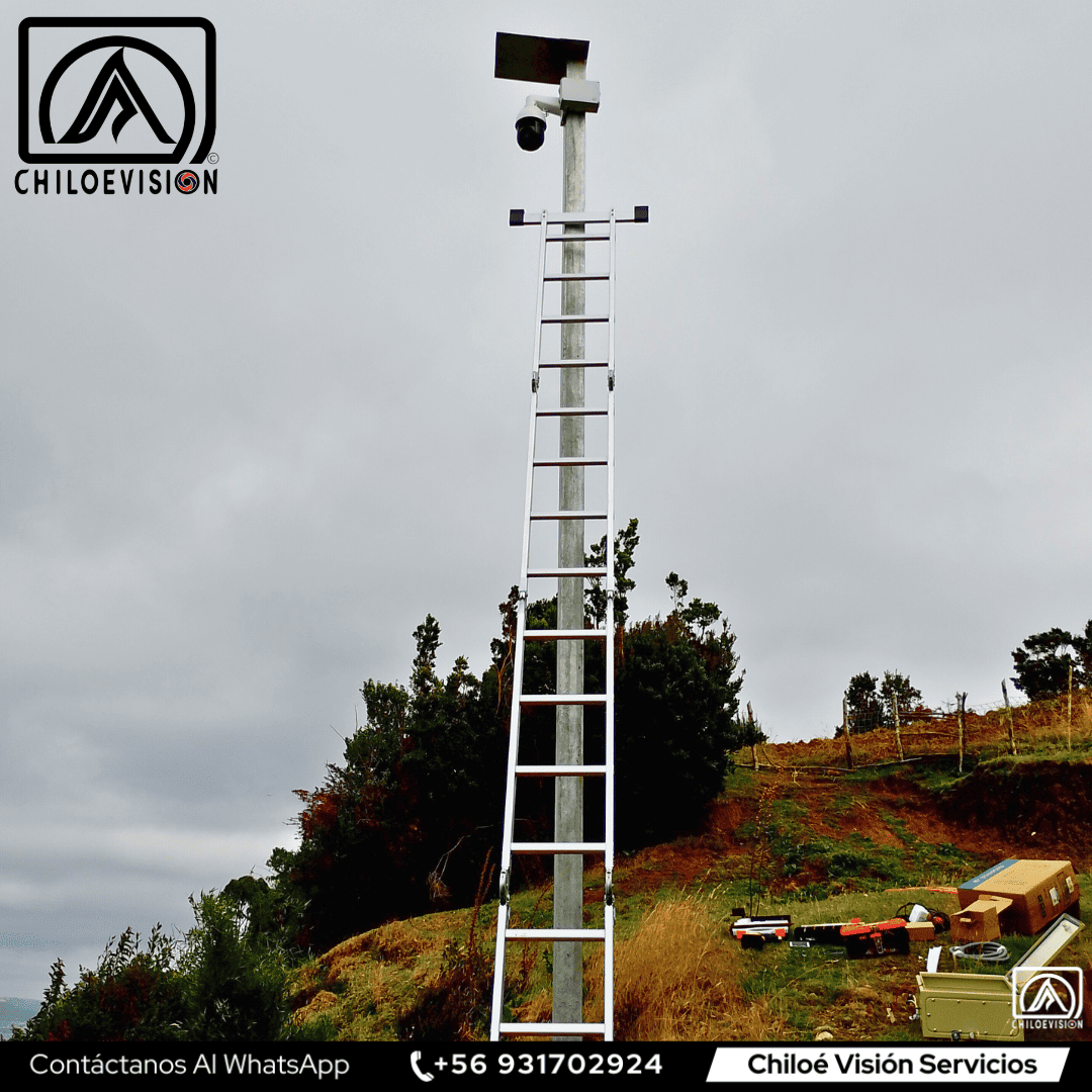 Instalación de Poste Metálico para Cámara de Seguridad PTZ En Chiloe