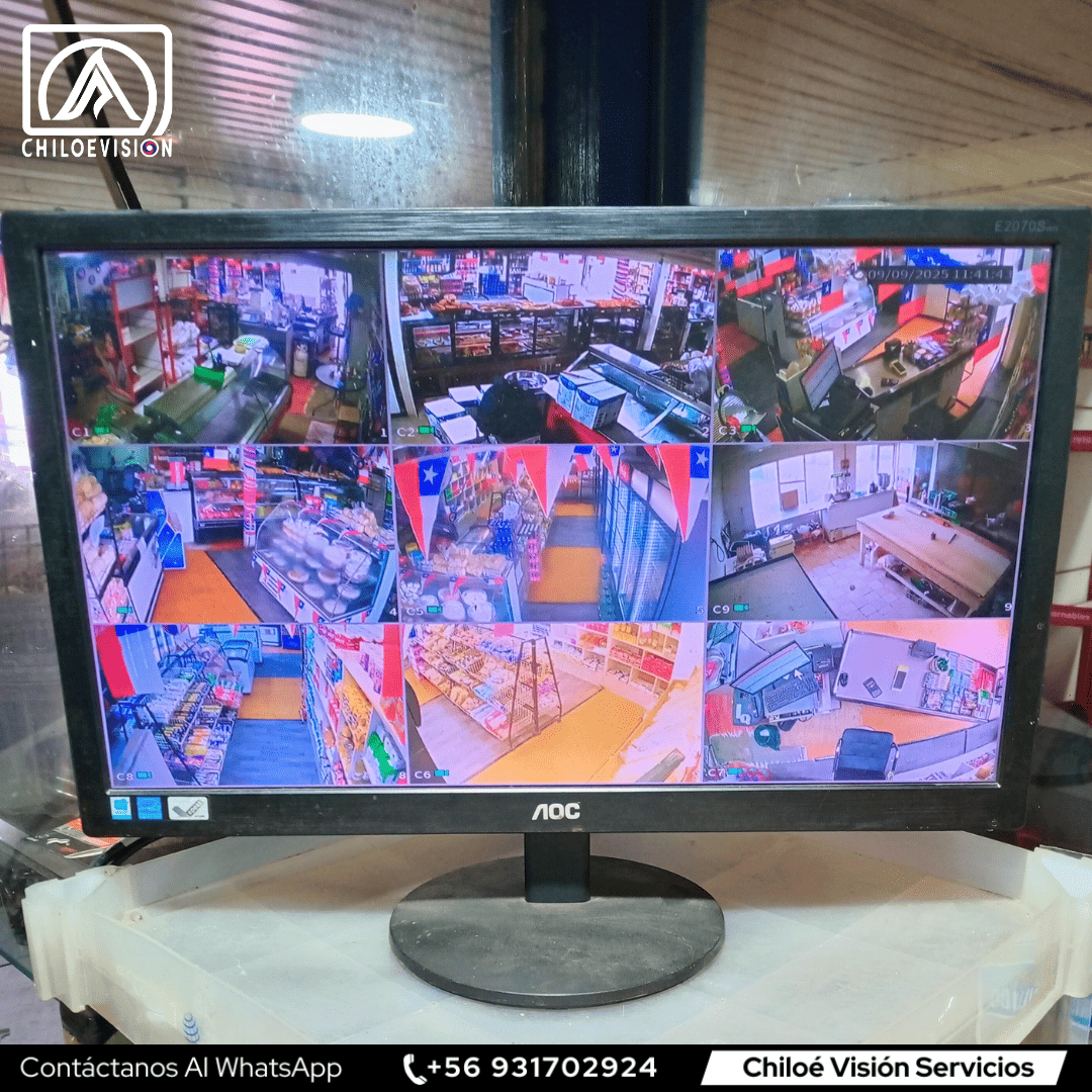 Instalación de monitores, configuración de grabadores y reacondicionamiento de equipos CCTV en Chiloé