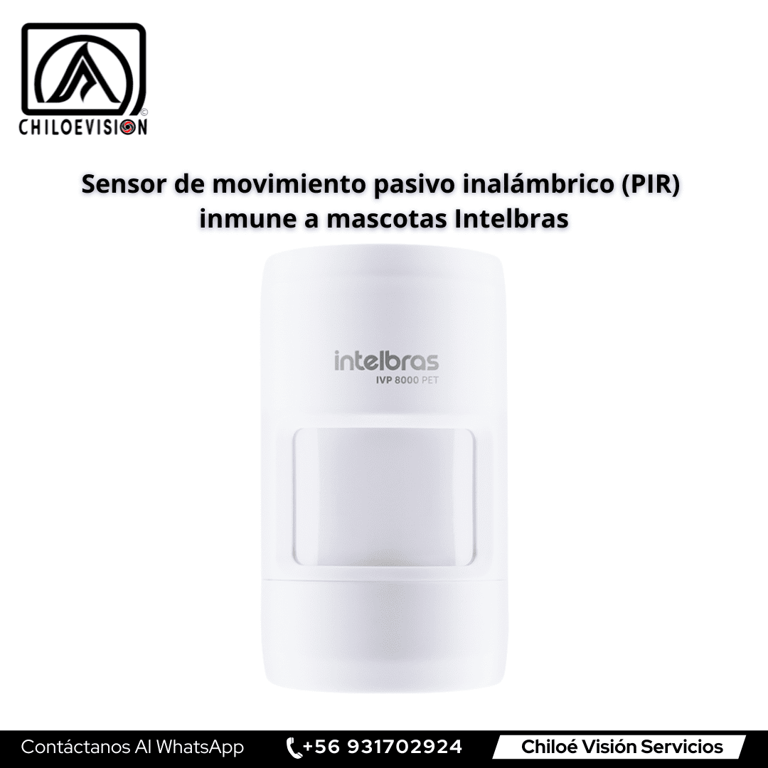 Sensor de movimiento pasivo inalámbrico (PIR) inmune a mascotas Intelbras – Instalación de Alarmas en Chiloé