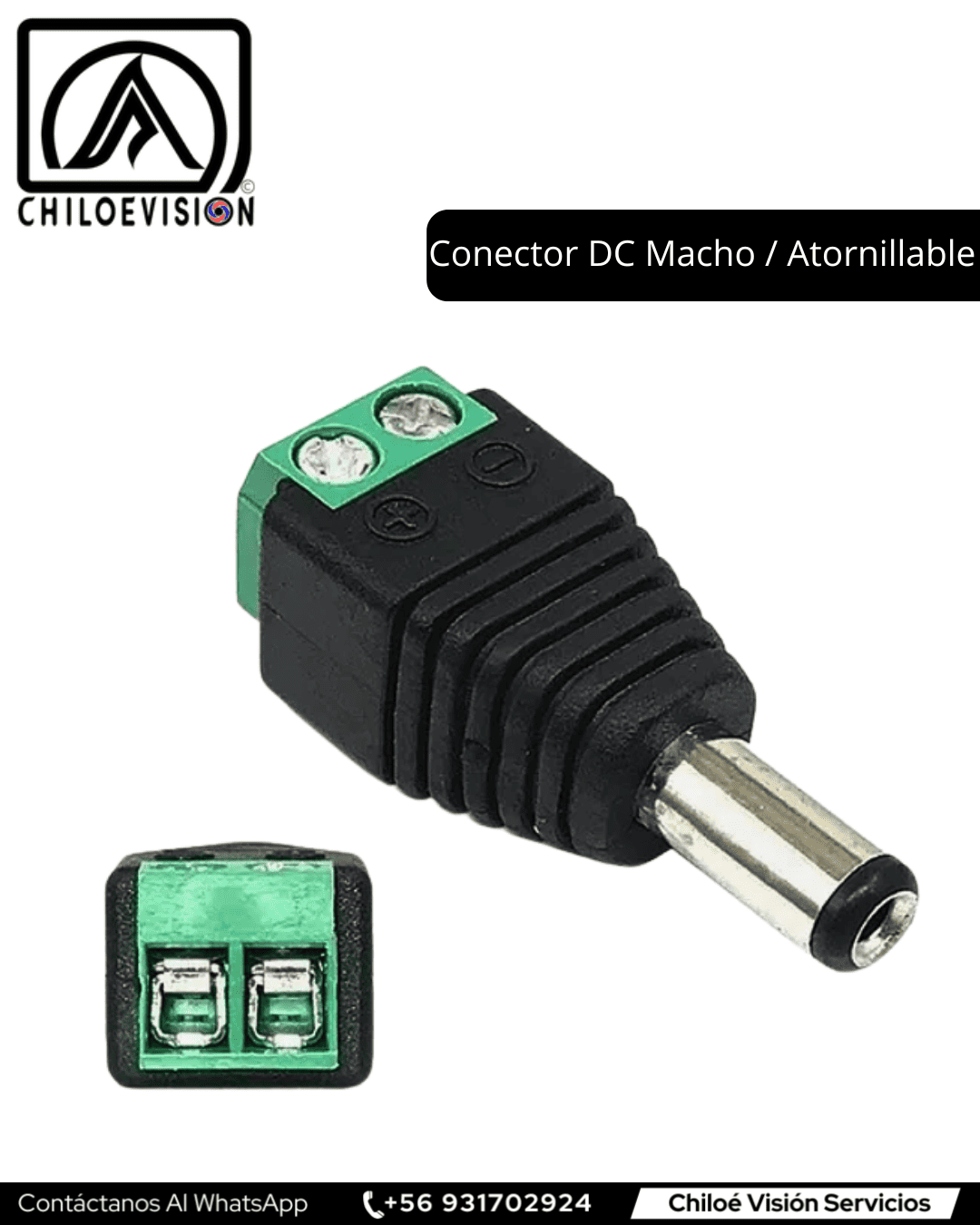 Conector dc Jack macho en Chiloé